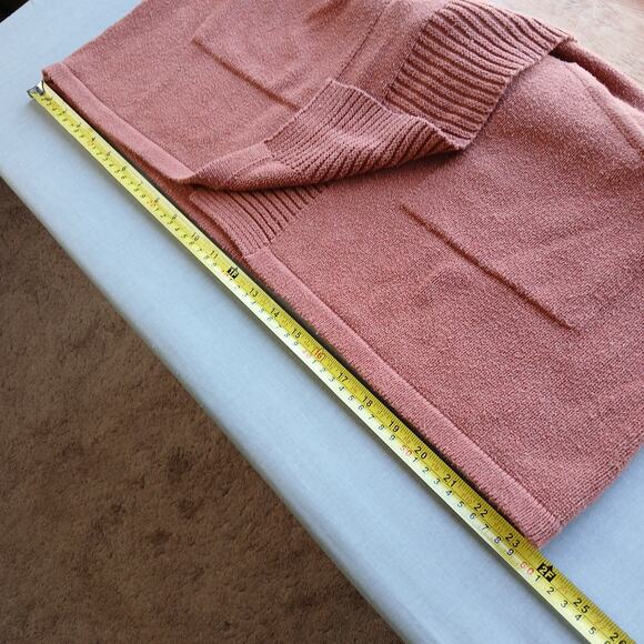 Tahari Hooded Orange Cardigan Sweater 1X pockets open front wrap long duster - Picture 10 of 12